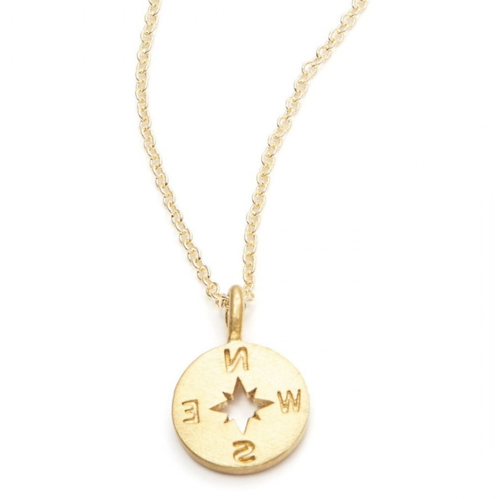 Gold Compass Disc Necklace